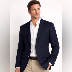 Michael Kors Suit Jacket Mens 46L Navy Blue Stretch Classic Fit 2 Button